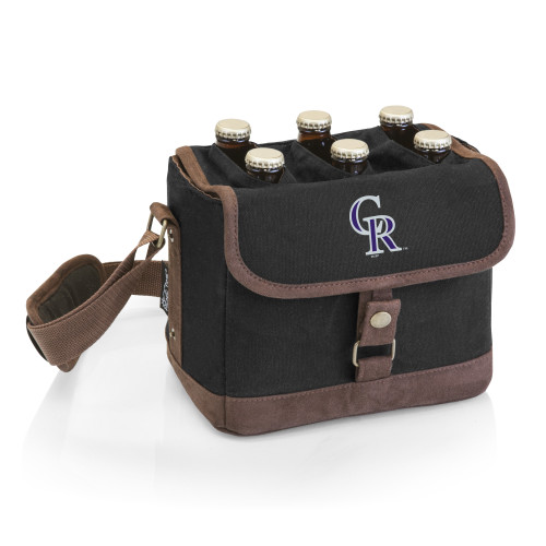 Colorado Rockies Beer Caddy Cooler Tote with Opener (Black with Brown Accents)