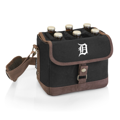 Detroit Tigers Beer Caddy Cooler Tote with Opener (Black with Brown Accents)