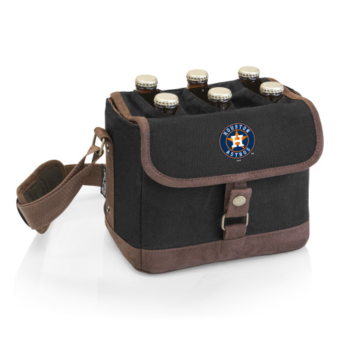 Houston Astros Beer Caddy Cooler Tote with Opener (Black with Brown Accents)