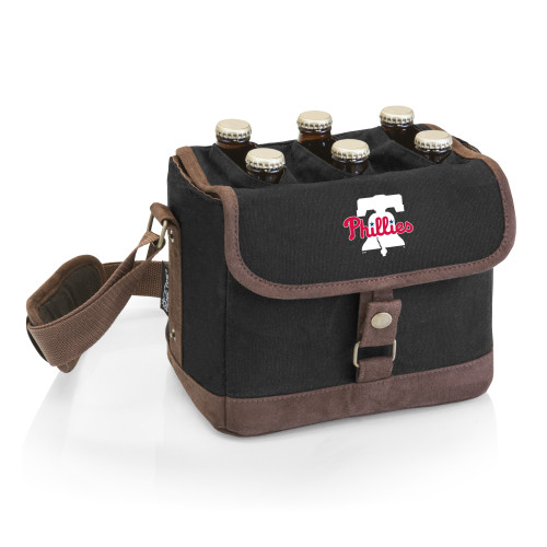 Philadelphia Phillies Beer Caddy Cooler Tote with Opener (Black with Brown Accents)