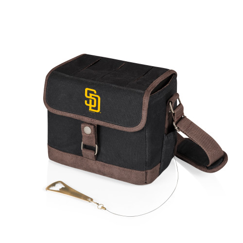 San Diego Padres Beer Caddy Cooler Tote with Opener (Black with Brown Accents)