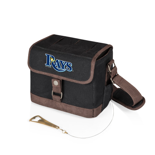Tampa Bay Rays Beer Caddy Cooler Tote with Opener (Black with Brown Accents)