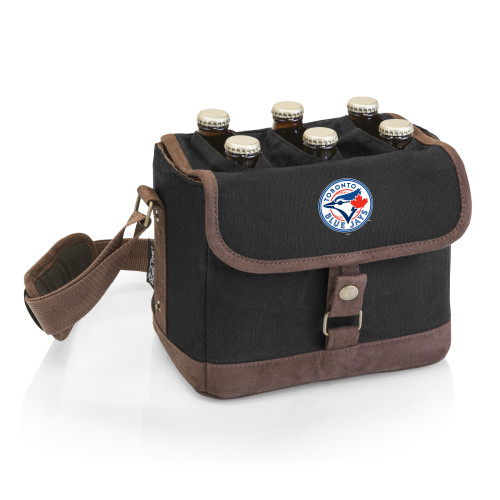 Toronto Blue Jays Beer Caddy Cooler Tote with Opener (Black with Brown Accents)