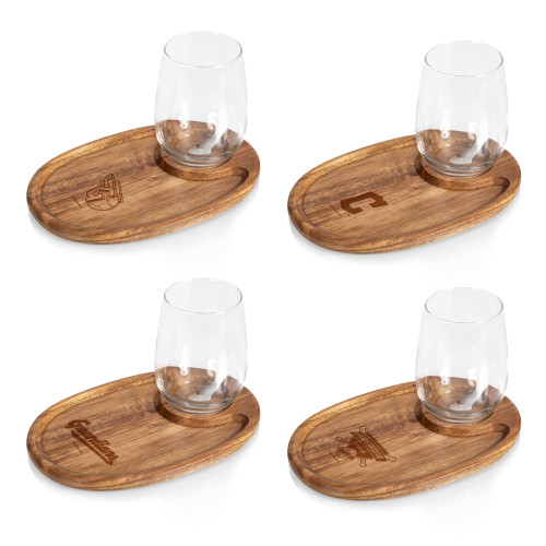 Cleveland Guardians Wine Appetizer Plate Set Of 4 (Acacia Wood)