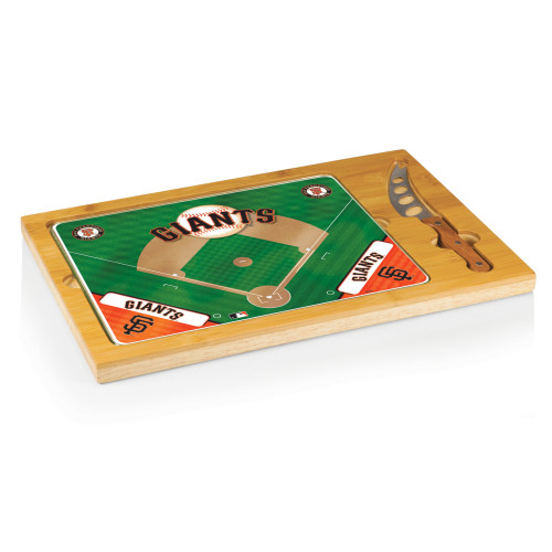 San Francisco Giants Baseball Diamond Icon Glass Top Cutting Board & Knife Set (Parawood & Bamboo)