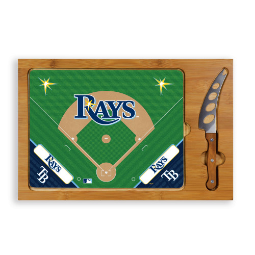 Tampa Bay Rays Baseball Diamond Icon Glass Top Cutting Board & Knife Set (Parawood & Bamboo)