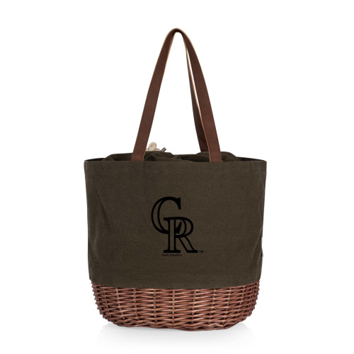 Colorado Rockies Coronado Canvas and Willow Basket Tote (Khaki Green with Beige Accents)