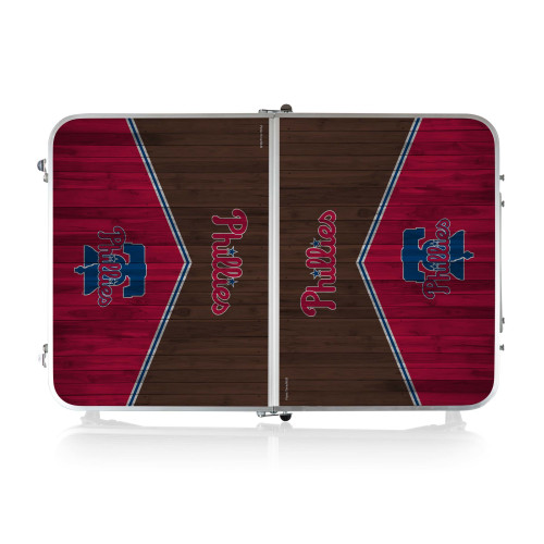 Philadelphia Phillies Concert Table Mini Portable Table (Charcoal Wood Grain)