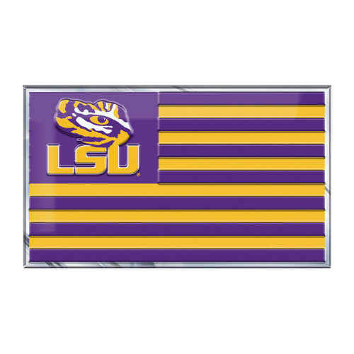 Louisiana State University - LSU Tigers Embossed State Flag Emblem Primary Team Logo on State Flag Design Purple & Yellow