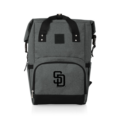 San Diego Padres On The Go Roll-Top Backpack Cooler (Heathered Gray)