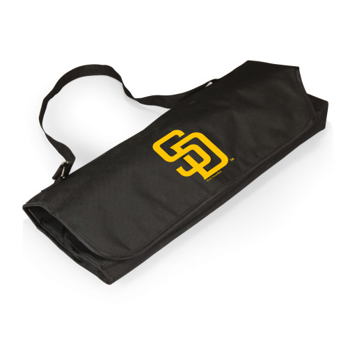 San Diego Padres BBQ Apron Tote Pro Grill Set (Black with Gray Accents)