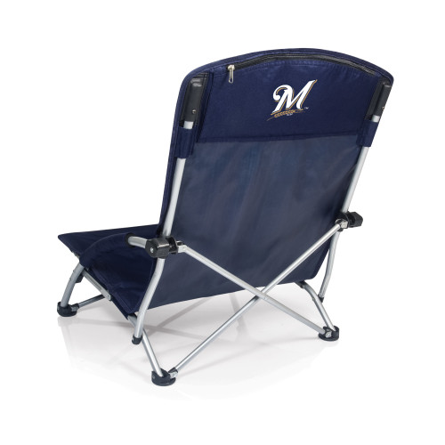 Milwaukee Brewers Tranquility Beach Chair with Carry Bag (Navy Blue)