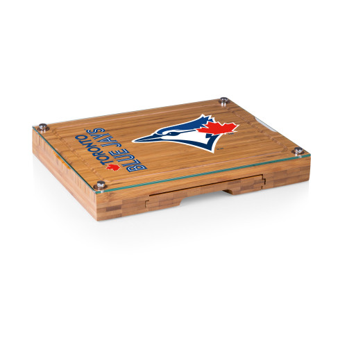 Toronto Blue Jays Concerto Glass Top Cheese Cutting Board & Tools Set (Bamboo)