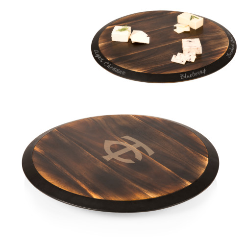 Minnesota Twins Lazy Susan Serving Tray (Fire Acacia Wood)