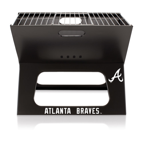 Atlanta Braves X-Grill Portable Charcoal BBQ Grill (Black)