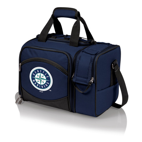Seattle Mariners Malibu Picnic Basket Cooler (Navy Blue with Black Accents)