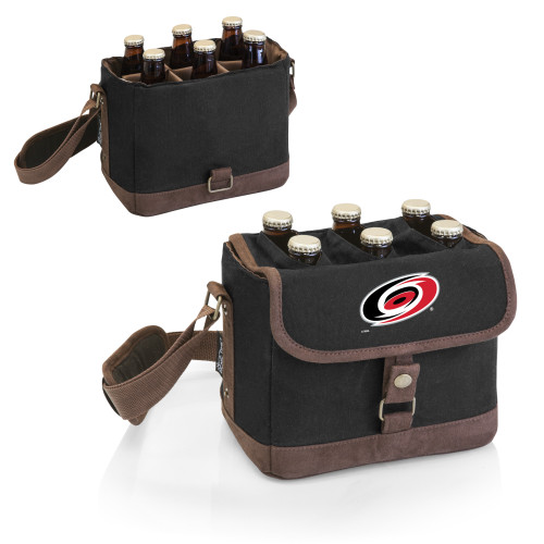 Carolina Hurricanes Beer Caddy Cooler Tote with Opener, (Black with Brown Accents)