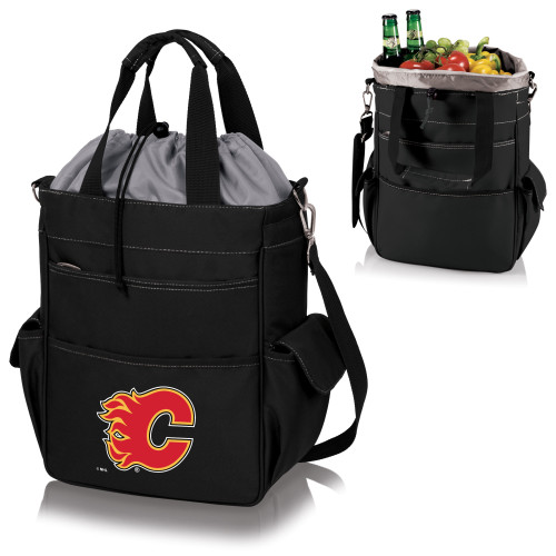 Calgary Flames Activo Cooler Tote Bag, (Black with Gray Accents)