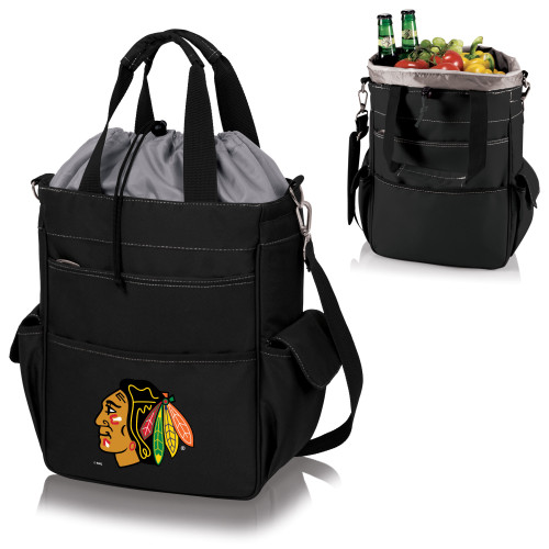 Chicago Blackhawks Activo Cooler Tote Bag, (Black with Gray Accents)