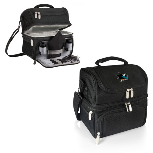 San Jose Sharks Pranzo Lunch Bag Cooler with Utensils, (Black)