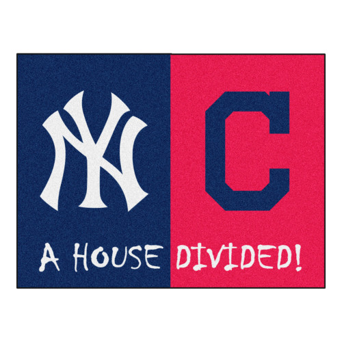 MLB House Divided - Yankees / Indians  House Divided Mat 33.75"x42.5"