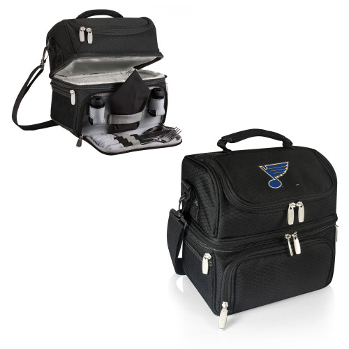 St Louis Blues Pranzo Lunch Bag Cooler with Utensils, (Black)