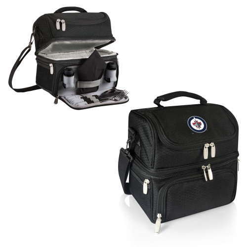 Winnipeg Jets Pranzo Lunch Bag Cooler with Utensils, (Black)