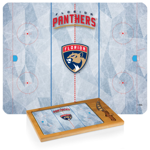 Florida Panthers Hockey Rink Icon Glass Top Cutting Board & Knife Set, (Parawood & Bamboo)