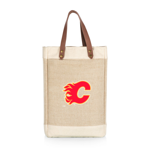 Calgary Flames Pinot Jute 2 Bottle Insulated Wine Bag, (Beige)