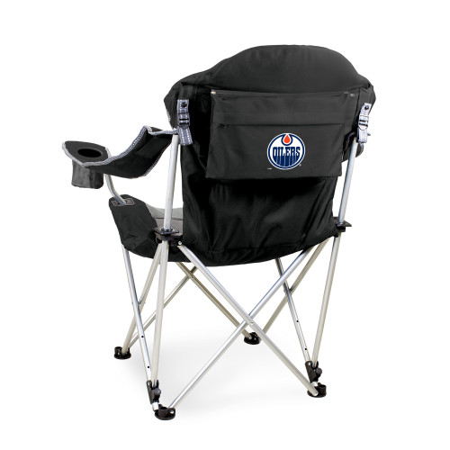 Edmonton Oilers Reclining Camp Chair, (Black with Gray Accents)