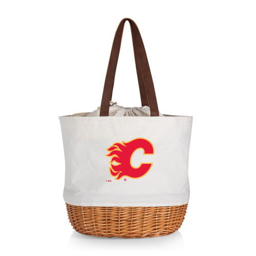 Calgary Flames Coronado Canvas and Willow Basket Tote, (Beige Canvas)