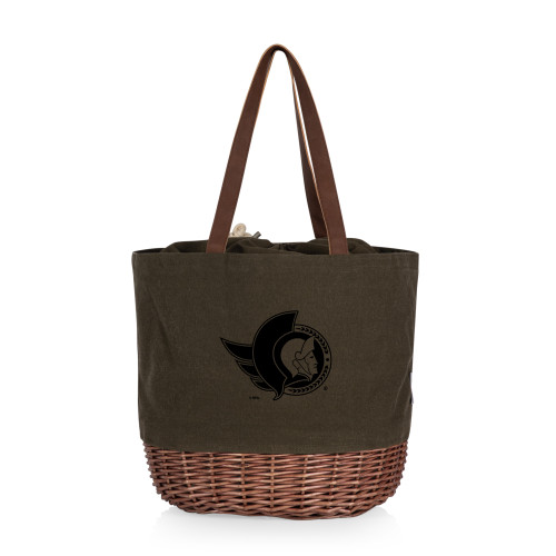 Ottawa Senators Coronado Canvas and Willow Basket Tote, (Khaki Green with Beige Accents)