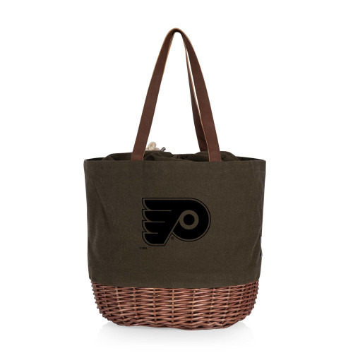 Philadelphia Flyers Coronado Canvas and Willow Basket Tote, (Khaki Green with Beige Accents)