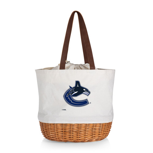 Vancouver Canucks Coronado Canvas and Willow Basket Tote, (Beige Canvas)