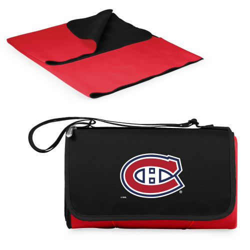 Montreal Canadiens Blanket Tote Outdoor Picnic Blanket, (Red with Black Flap)