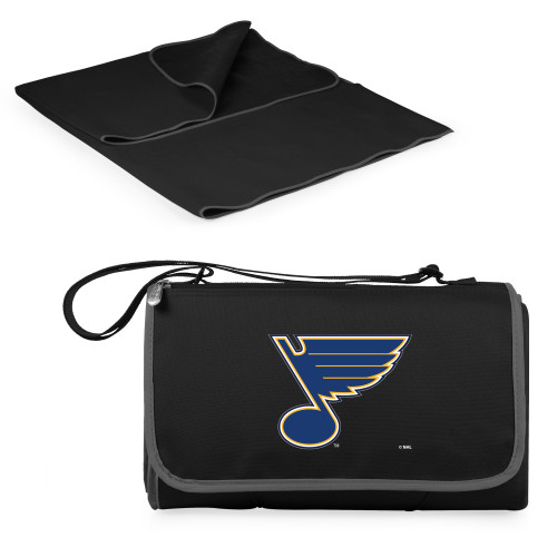 St Louis Blues Blanket Tote Outdoor Picnic Blanket, (Black with Black Exterior)