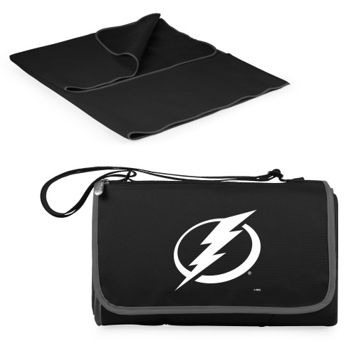 Tampa Bay Lightning Blanket Tote Outdoor Picnic Blanket, (Black with Black Exterior)