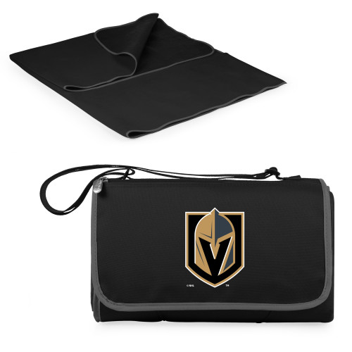 Vegas Golden Knights Blanket Tote Outdoor Picnic Blanket, (Black with Black Exterior)