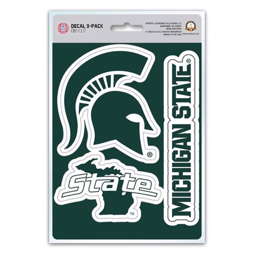 Michigan State Spartans Decal 3-pk 3 Various Logos / Wordmark