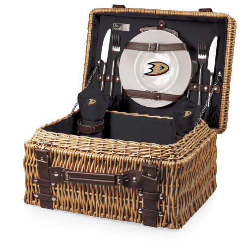 Anaheim Ducks Champion Picnic Basket, (Black with Brown Accents)