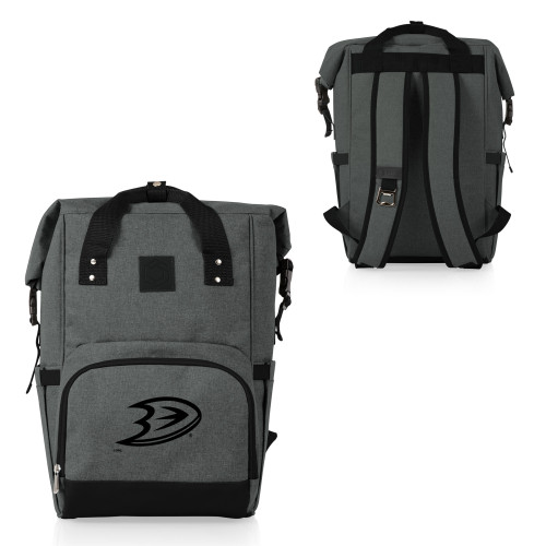 Anaheim Ducks On The Go Roll-Top Backpack Cooler, (Heathered Gray)