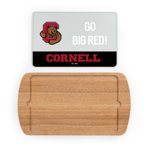 Cornell Big Red Billboard Glass Top Serving Tray, (Parawood)