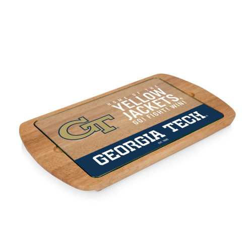 Georgia Tech Yellow Jackets Billboard Glass Top Serving Tray, (Parawood)