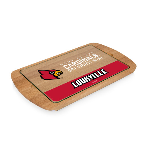 Louisville Cardinals Billboard Glass Top Serving Tray, (Parawood)