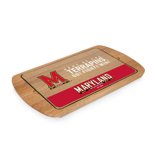 Maryland Terrapins Billboard Glass Top Serving Tray, (Parawood)