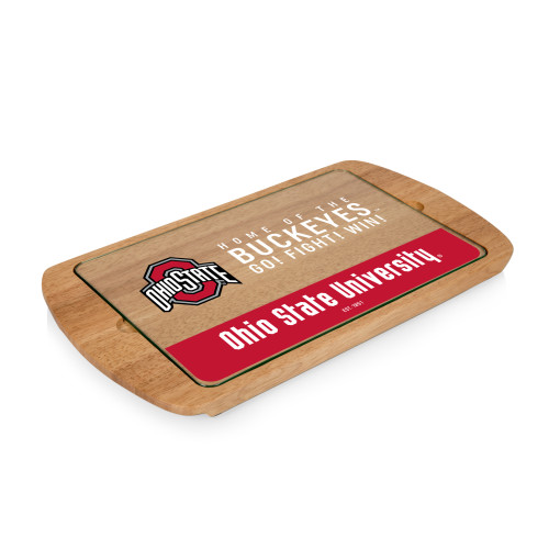 Ohio State Buckeyes Billboard Glass Top Serving Tray, (Parawood)