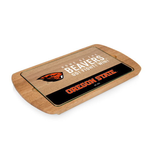 Oregon State Beavers Billboard Glass Top Serving Tray, (Parawood)