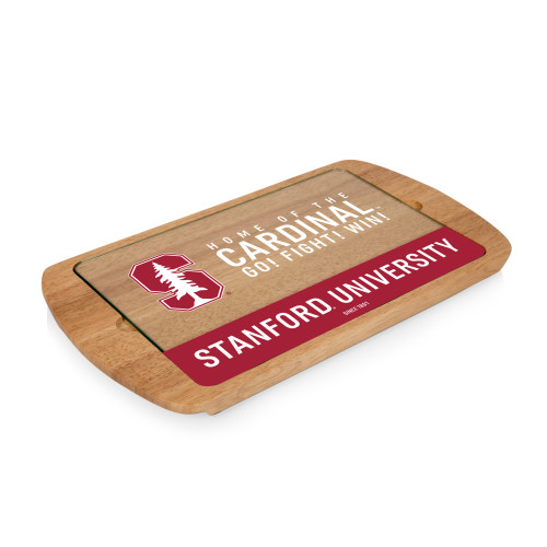 Stanford Cardinal Billboard Glass Top Serving Tray, (Parawood)