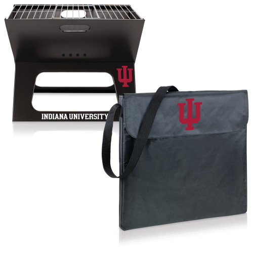 Indiana Hoosiers X-Grill Portable Charcoal BBQ Grill, (Black)