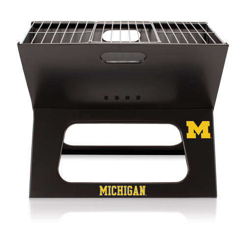 Michigan Wolverines X-Grill Portable Charcoal BBQ Grill, (Black)